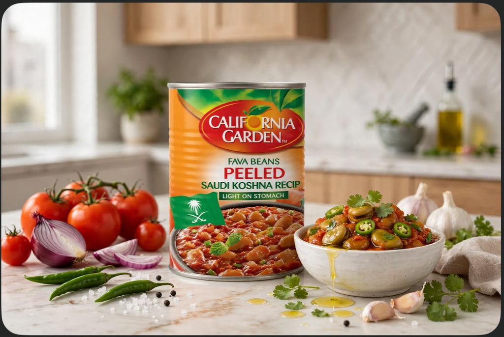 California Garden Peeled Fava Beans - Saudi Koshna Recipe 450g | فول مقشر كشنة سعودية 450ج