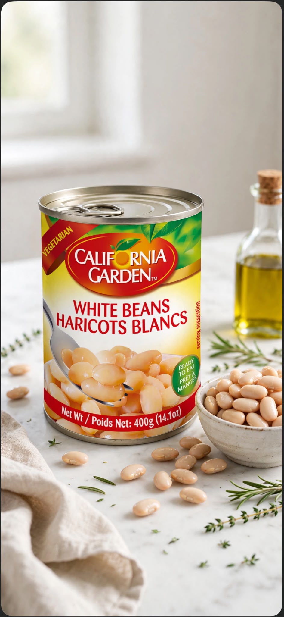California Garden White Beans 400g - Ready To Eat | فاصوليا بيضاء جاهزة 400ج