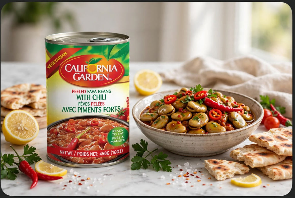 California Garden Peeled Fava Beans With Chili 450g - Spicy Ful | فول مقشر بالشطة حار 450ج