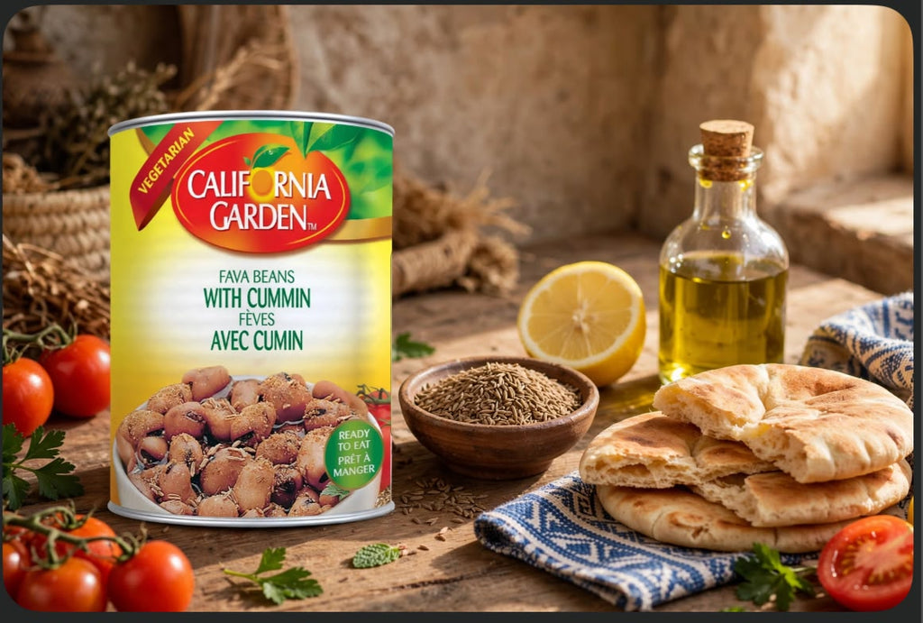 California Garden Fava Beans with Cumin 400g – Foul Medames Vegetarian