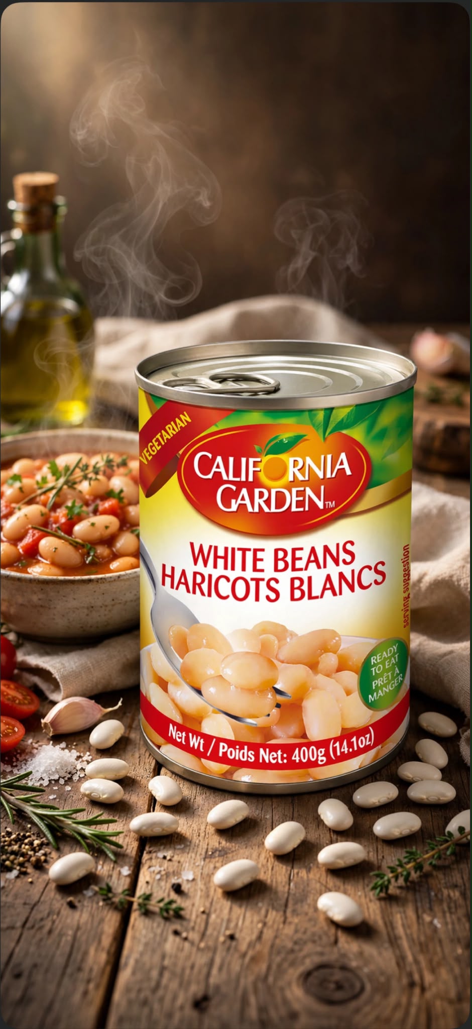 California Garden White Beans 400g - Ready To Eat | فاصوليا بيضاء جاهزة 400ج