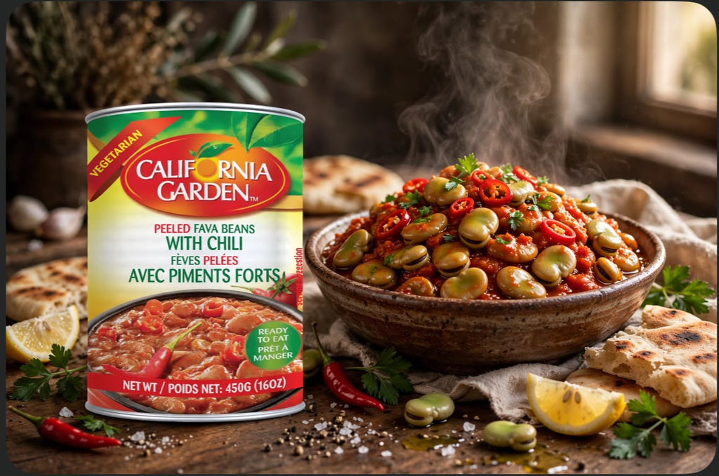 California Garden Peeled Fava Beans With Chili 450g - Spicy Ful | فول مقشر بالشطة حار 450ج