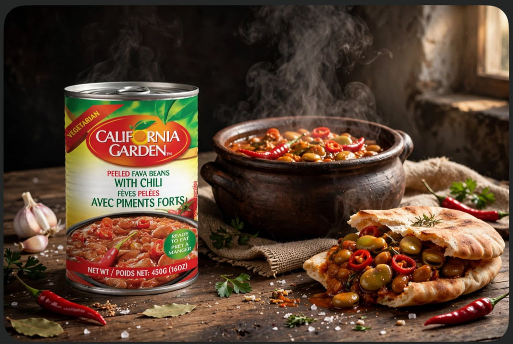 California Garden Peeled Fava Beans With Chili 450g - Spicy Ful | فول مقشر بالشطة حار 450ج